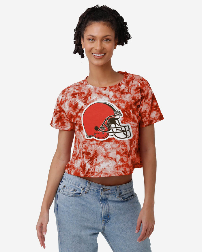 Cleveland Browns Womens Tie-Dye Big Logo Crop Top FOCO S - FOCO.com