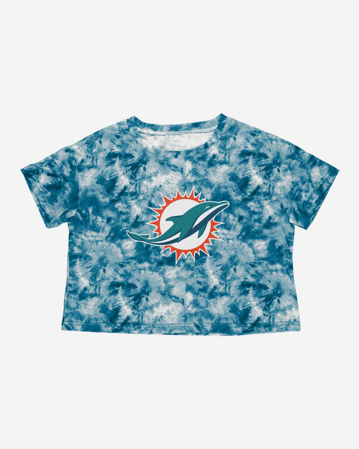 Miami Dolphins Womens Tie-Dye Big Logo Crop Top FOCO - FOCO.com