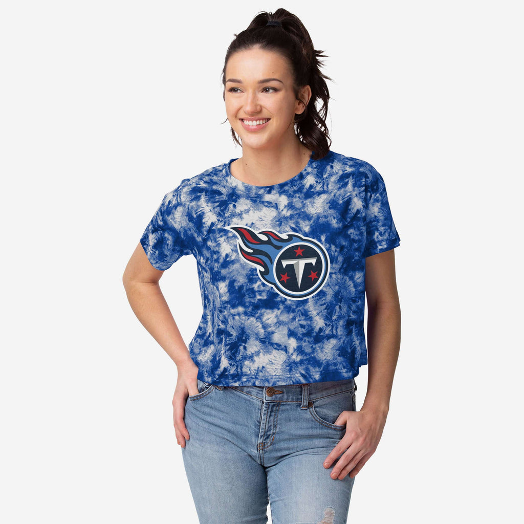 Tennessee Titans Womens Tie-Dye Big Logo Crop Top FOCO S - FOCO.com