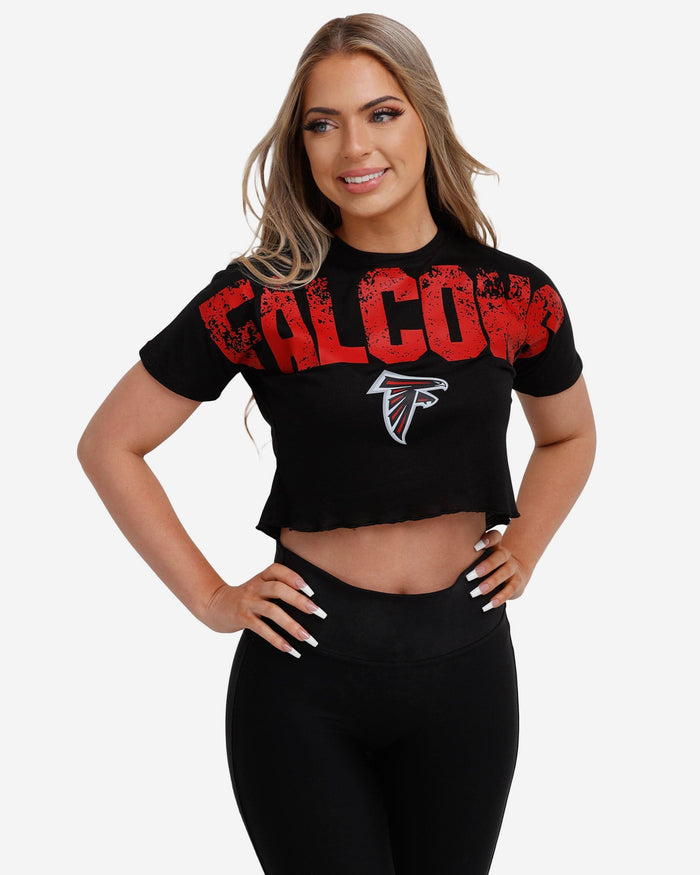 Atlanta Falcons Womens Distressed Wordmark Crop Top FOCO S - FOCO.com