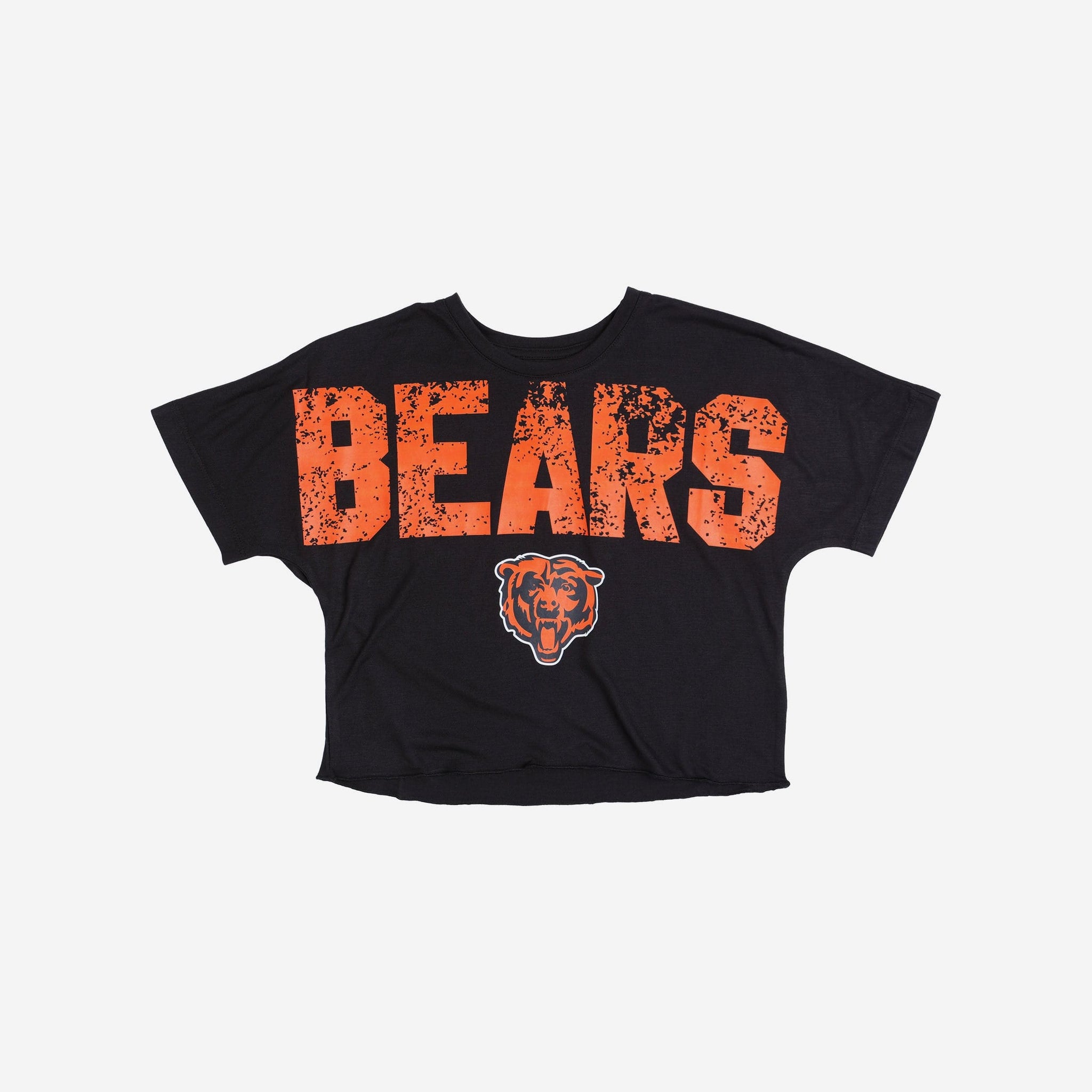 Chicago Bears Womens Petite Distressed Wordmark Crop Top FOCO