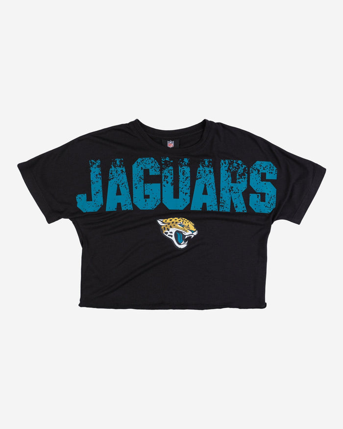 Jacksonville Jaguars Womens Petite Distressed Wordmark Crop Top FOCO - FOCO.com