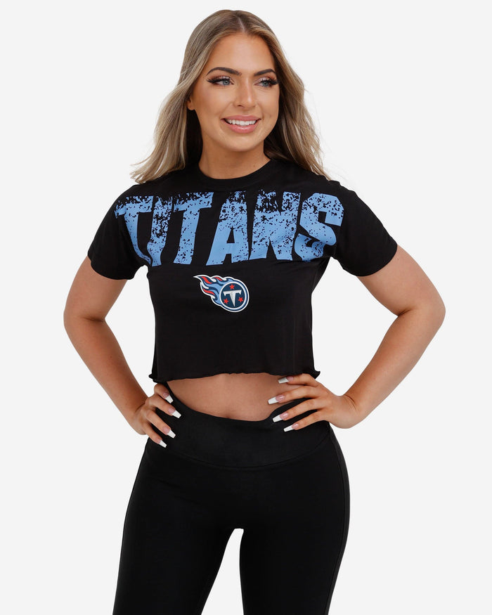 Tennessee Titans Womens Distressed Wordmark Crop Top FOCO S - FOCO.com