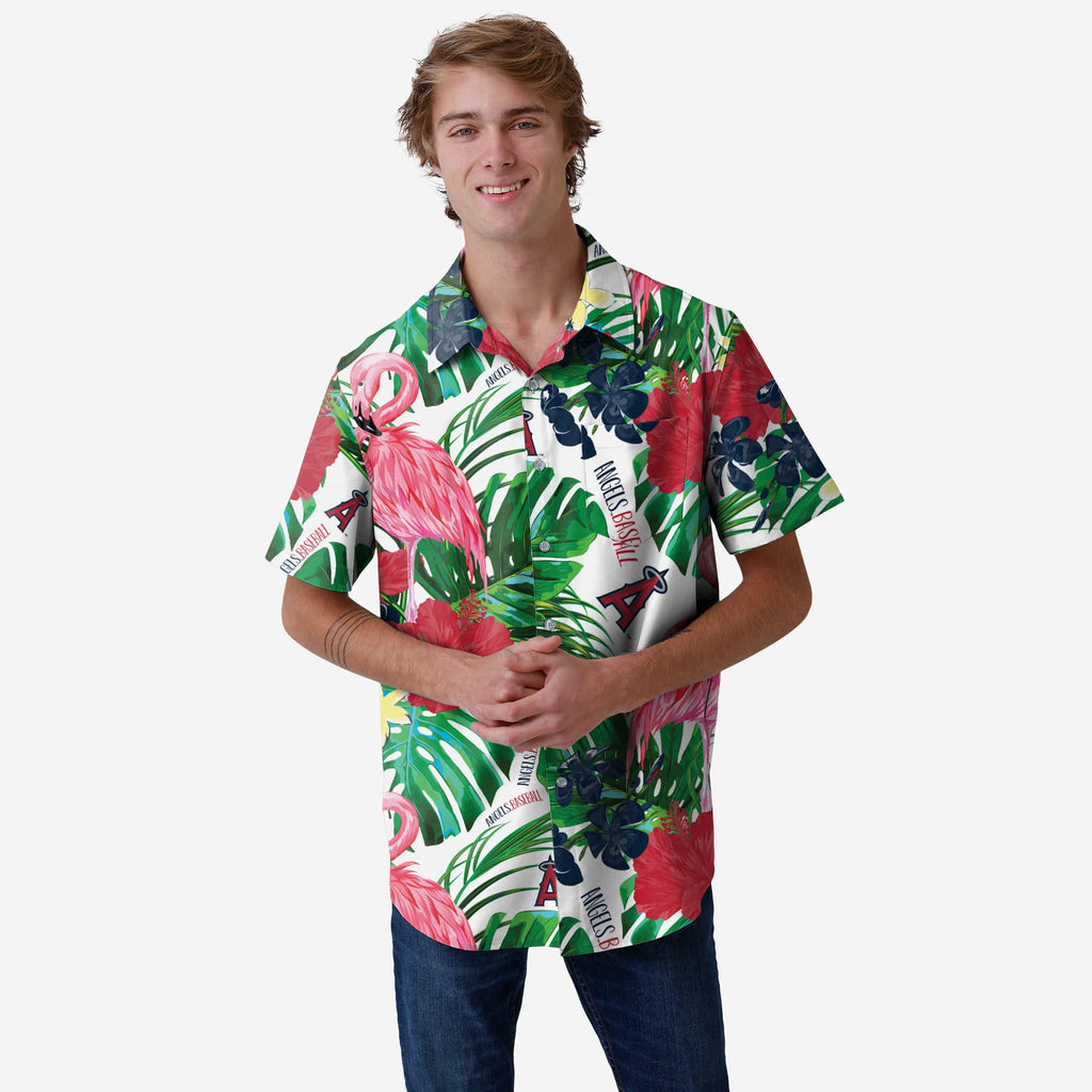 Los Angeles Angels Flamingo Button Up Shirt FOCO S - FOCO.com
