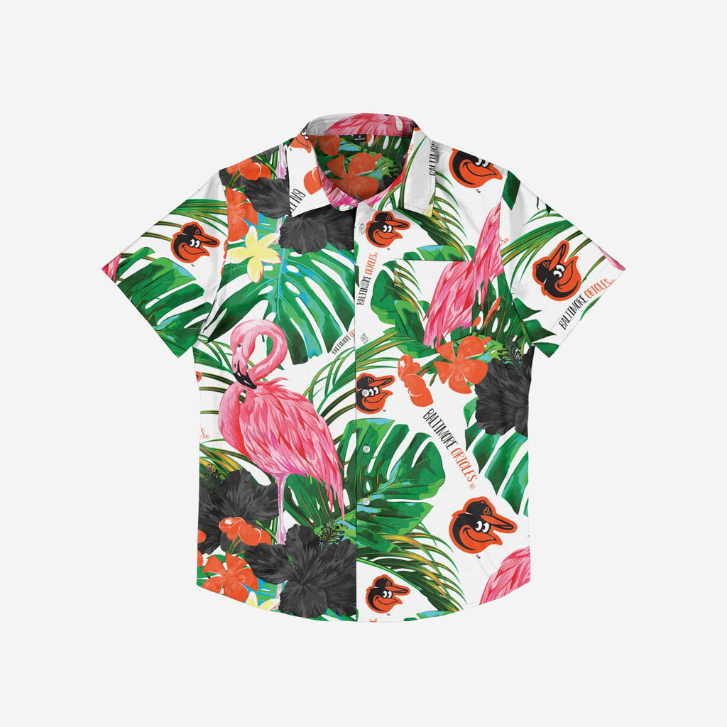 SIX BUNNIES BUTTON SHIRT FLAMINGOS BLUE main image 1