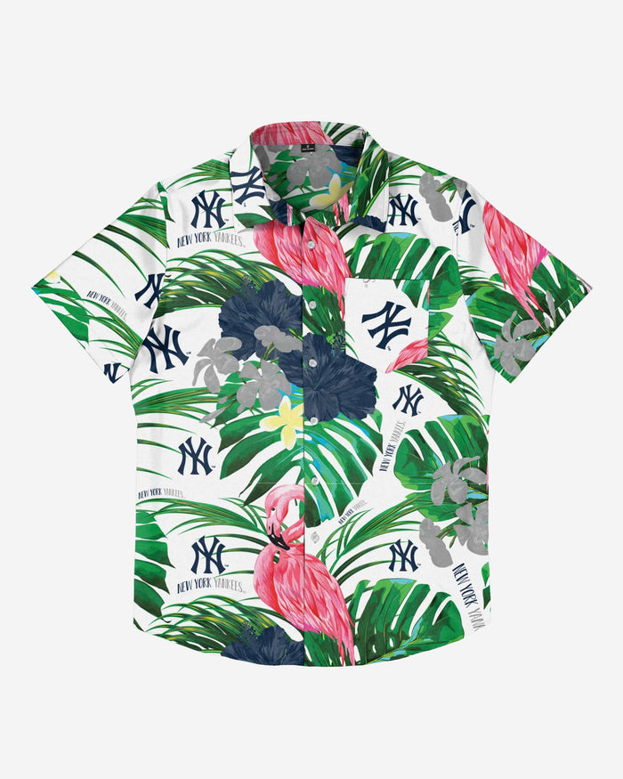 New York Yankees Flamingo Button Up Shirt FOCO - FOCO.com
