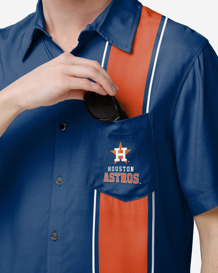 Houston Astros Bowling Stripe Button Up Shirt, Mens Size: 3XL