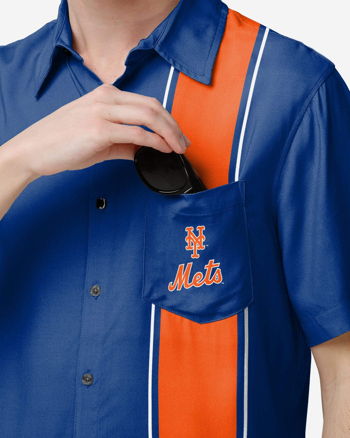 New York Mets Bowling Stripe Button Up Shirt FOCO - FOCO.com