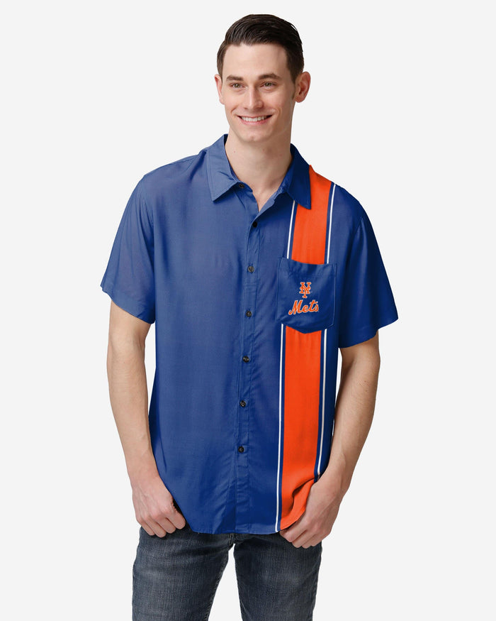 New York Mets Bowling Stripe Button Up Shirt FOCO S - FOCO.com