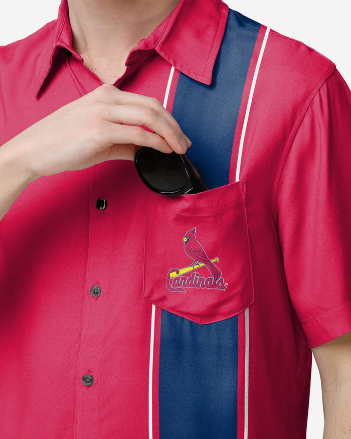 St Louis Cardinals Bowling Stripe Button Up Shirt, Mens Size: 2XL St Louis Cardinals Bowling Stripe Button Up Shirt, Mens Size: 2XL