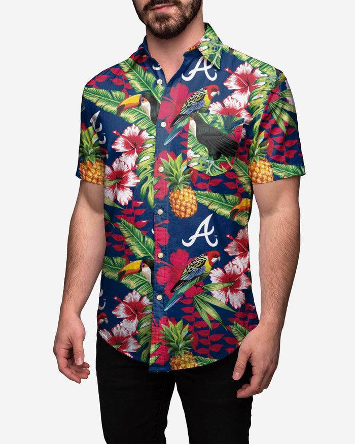 Atlanta Braves Floral Button Up Shirt FOCO S - FOCO.com