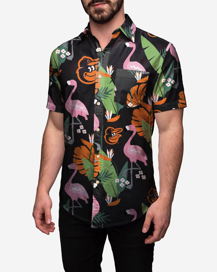 FOCO Baltimore Orioles Floral Button Up Shirt, Mens Size: XL