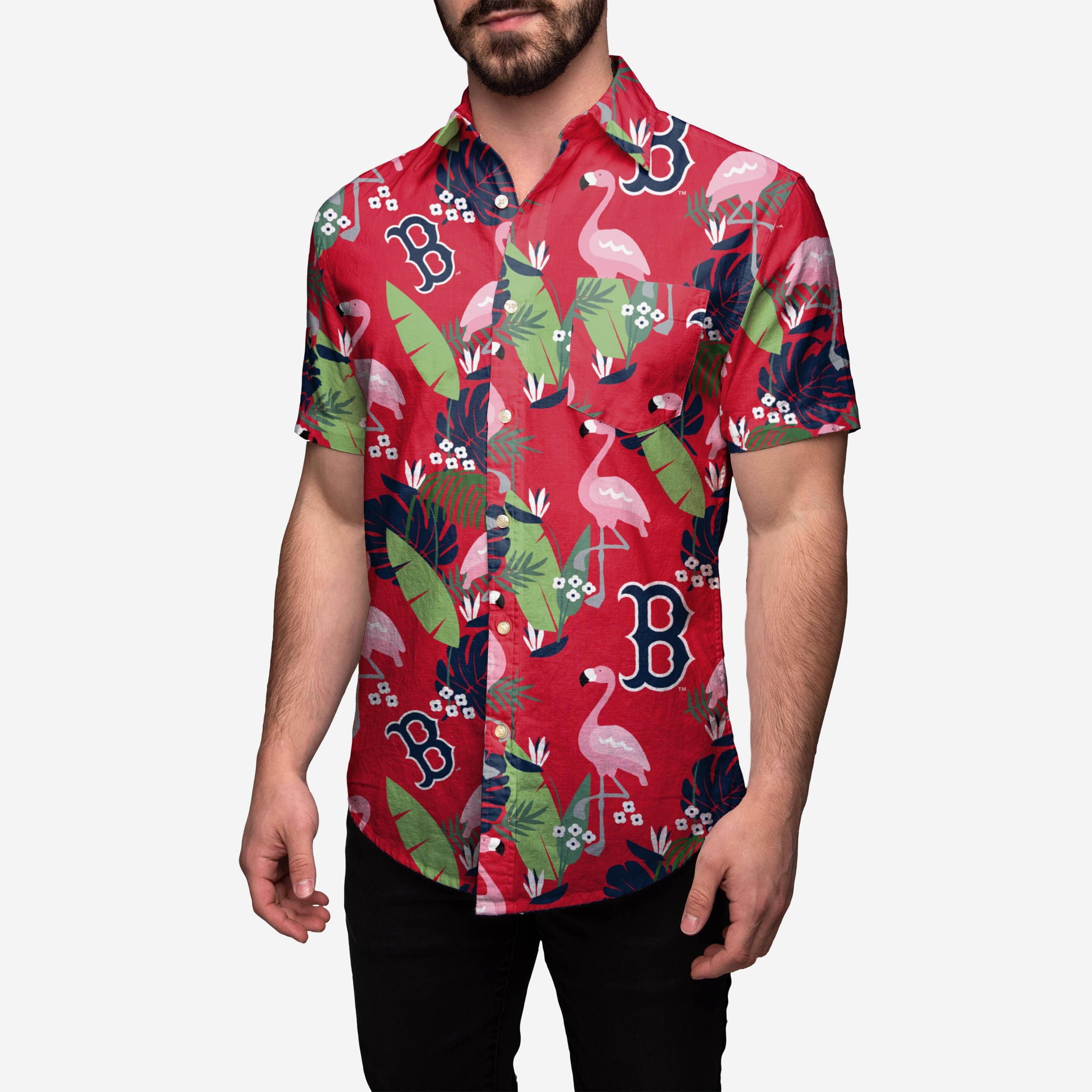 FOCO Boston Red Sox MLB Mens Floral Button Up Shirt