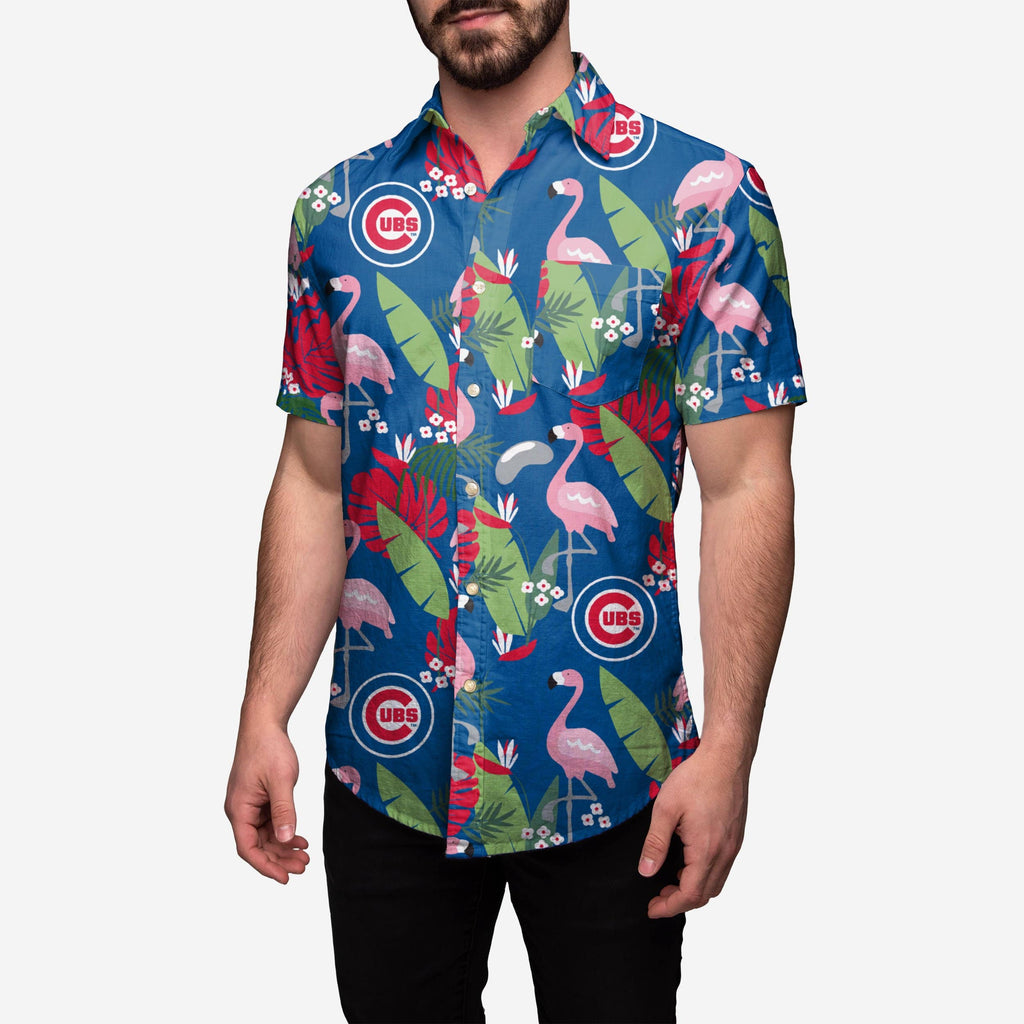 Chicago Cubs Floral Button Up Shirt FOCO 2XL - FOCO.com
