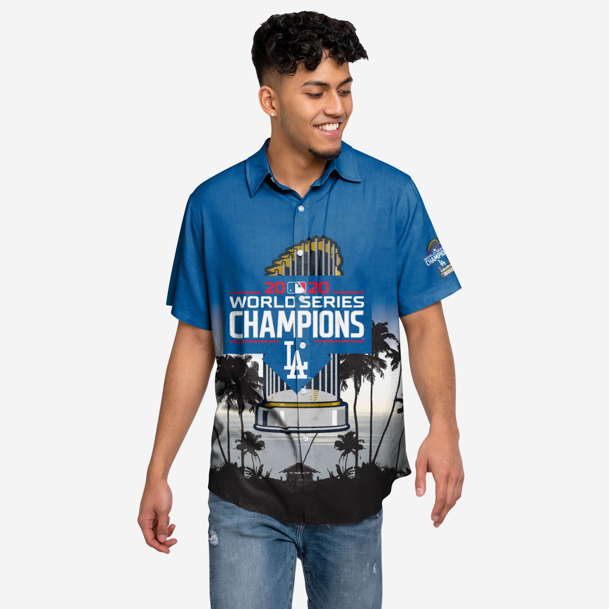 Los Angeles Dodgers 2020 World Series Champions Floral Button Up