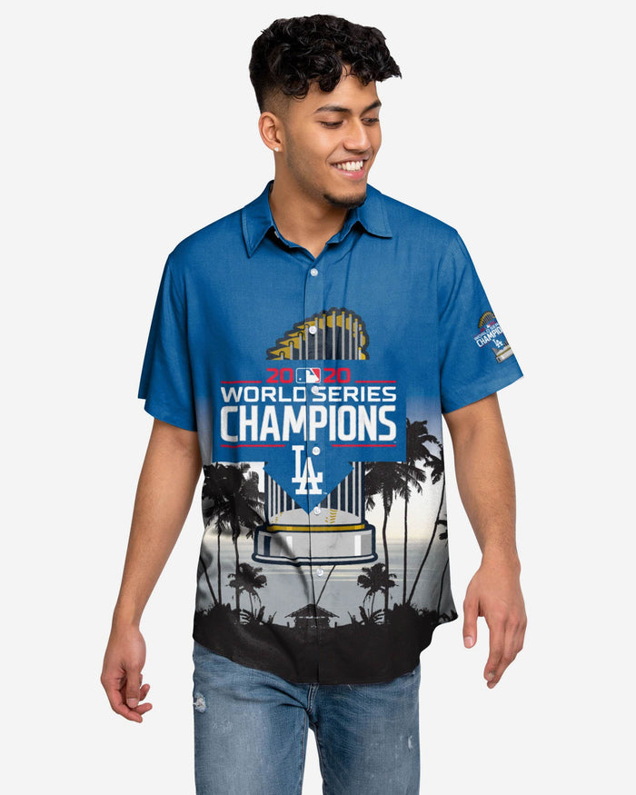 Los Angeles Dodgers 2020 World Series Champions Floral Button Up Shirt FOCO S - FOCO.com