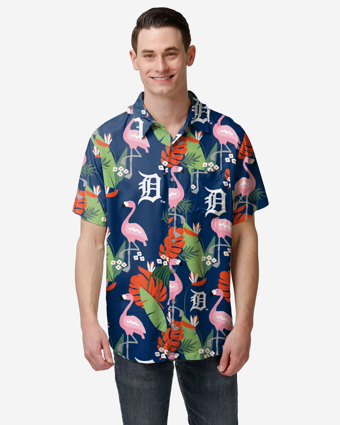 Detroit Tigers Floral Button Up Shirt FOCO S - FOCO.com