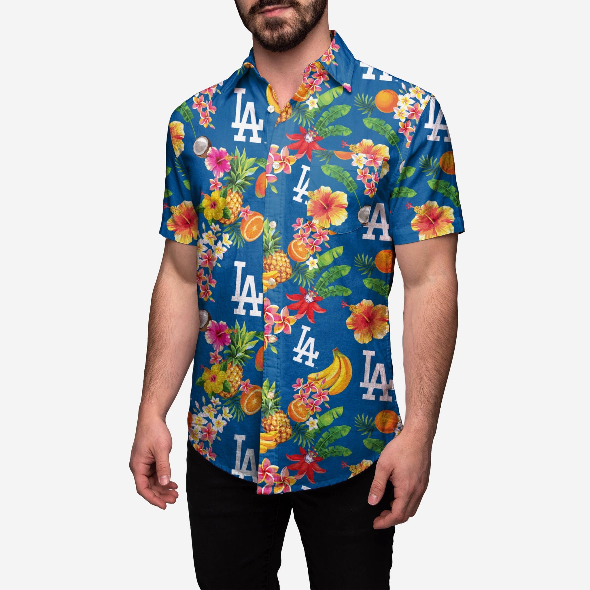 Los Angeles Dodgers Floral Button Up Shirt FOCO