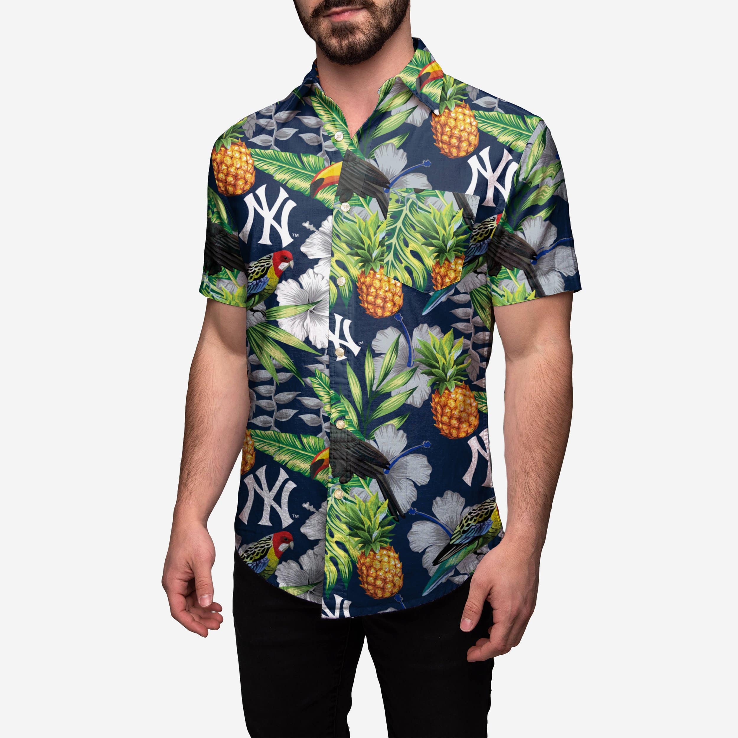 FOCO New York Yankees MLB Mens Floral Button Up Shirt
