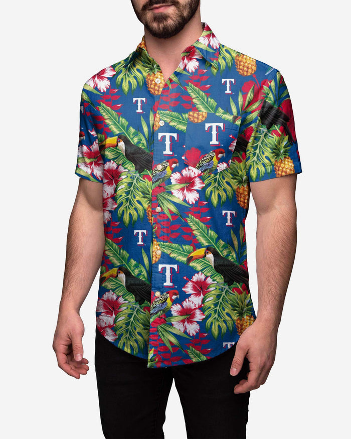 Texas Rangers Floral Button Up Shirt FOCO S - FOCO.com