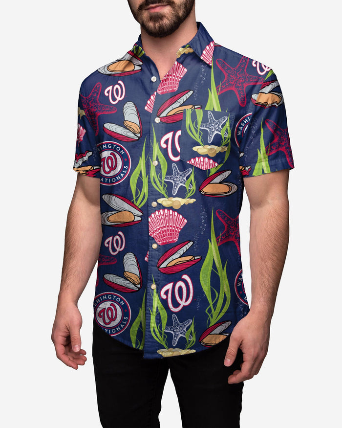 Washington Nationals Floral Button Up Shirt FOCO S - FOCO.com
