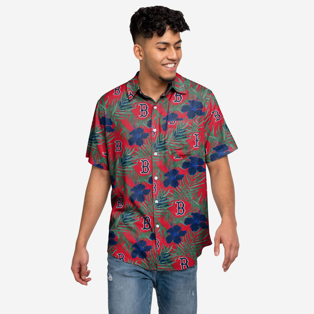 Boston Red Sox Hibiscus Button Up Shirt FOCO