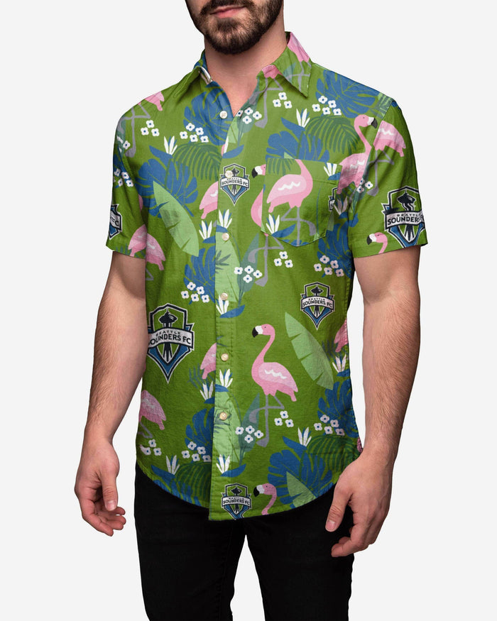 Seattle Sounders FC Floral Button Up Shirt FOCO S - FOCO.com