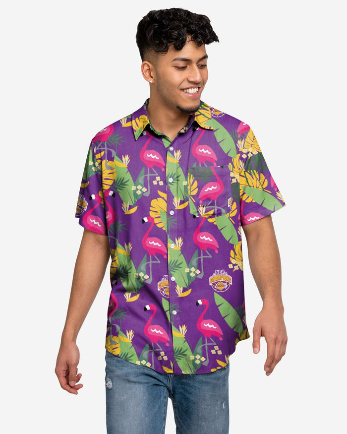 Los Angeles Lakers 2020 NBA Champions Floral Button Up Shirt FOCO S - FOCO.com