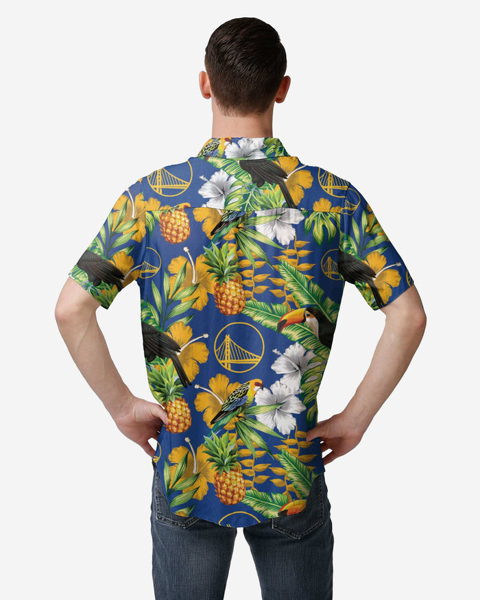 Golden State Warriors Floral Button Up Shirt FOCO - FOCO.com