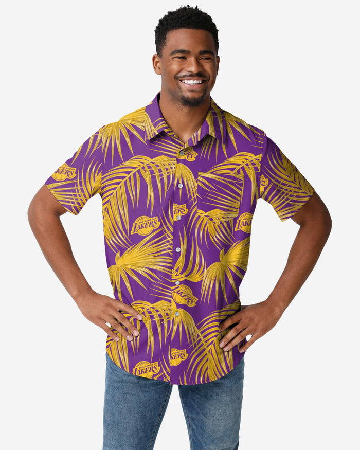 Los Angeles Lakers Hawaiian Button Up Shirt FOCO S - FOCO.com