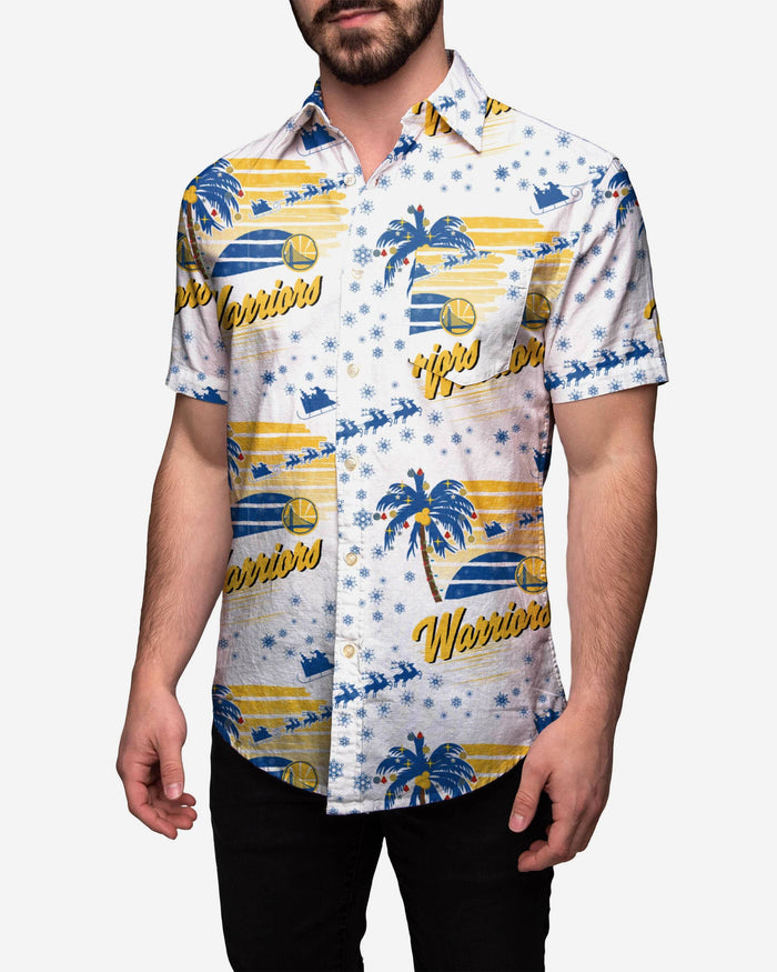 Golden State Warriors Winter Tropical Button Up Shirt FOCO Golden State Warriors Winter Tropical Button Up Shirt FOCO