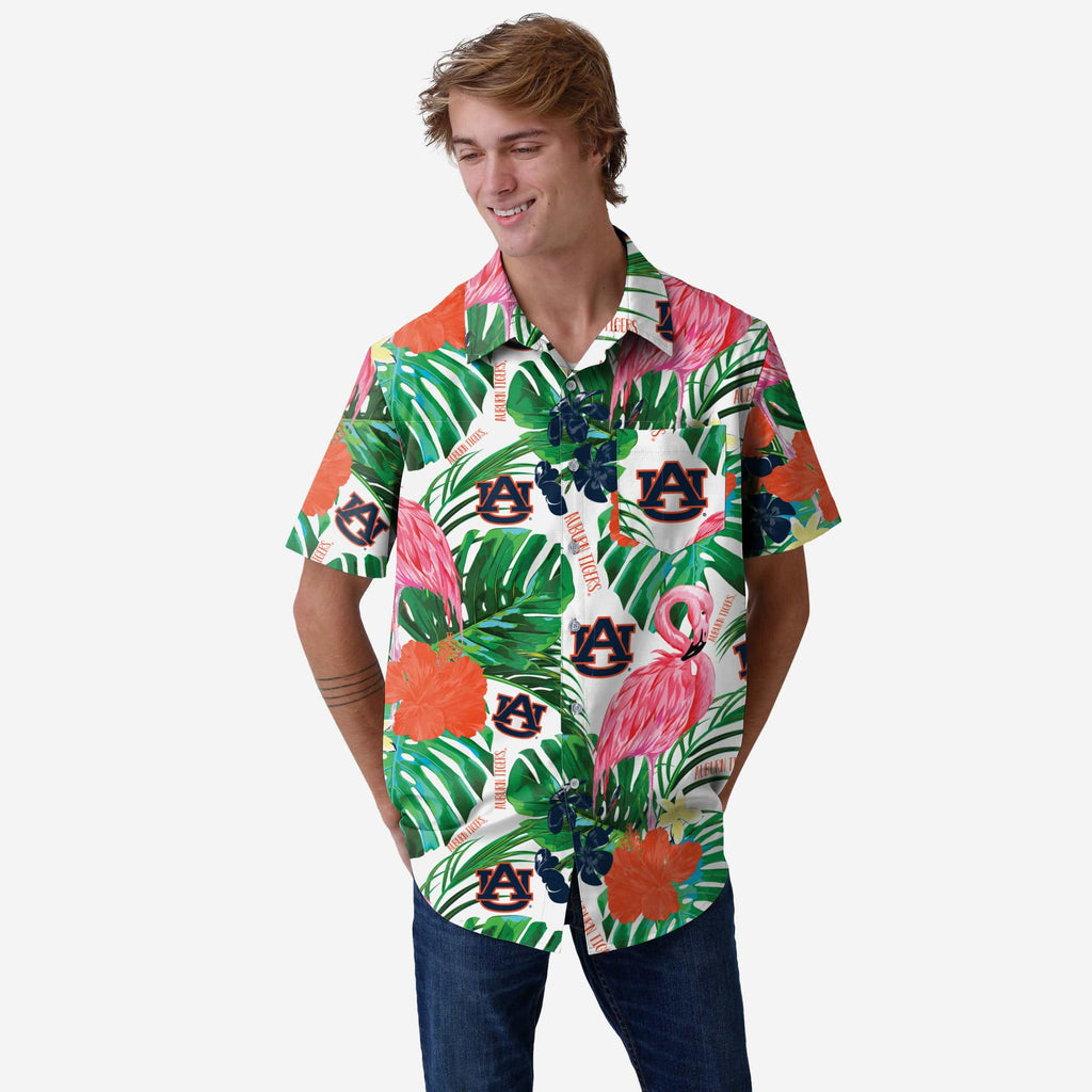 Auburn Tigers Flamingo Button Up Shirt FOCO S - FOCO.com