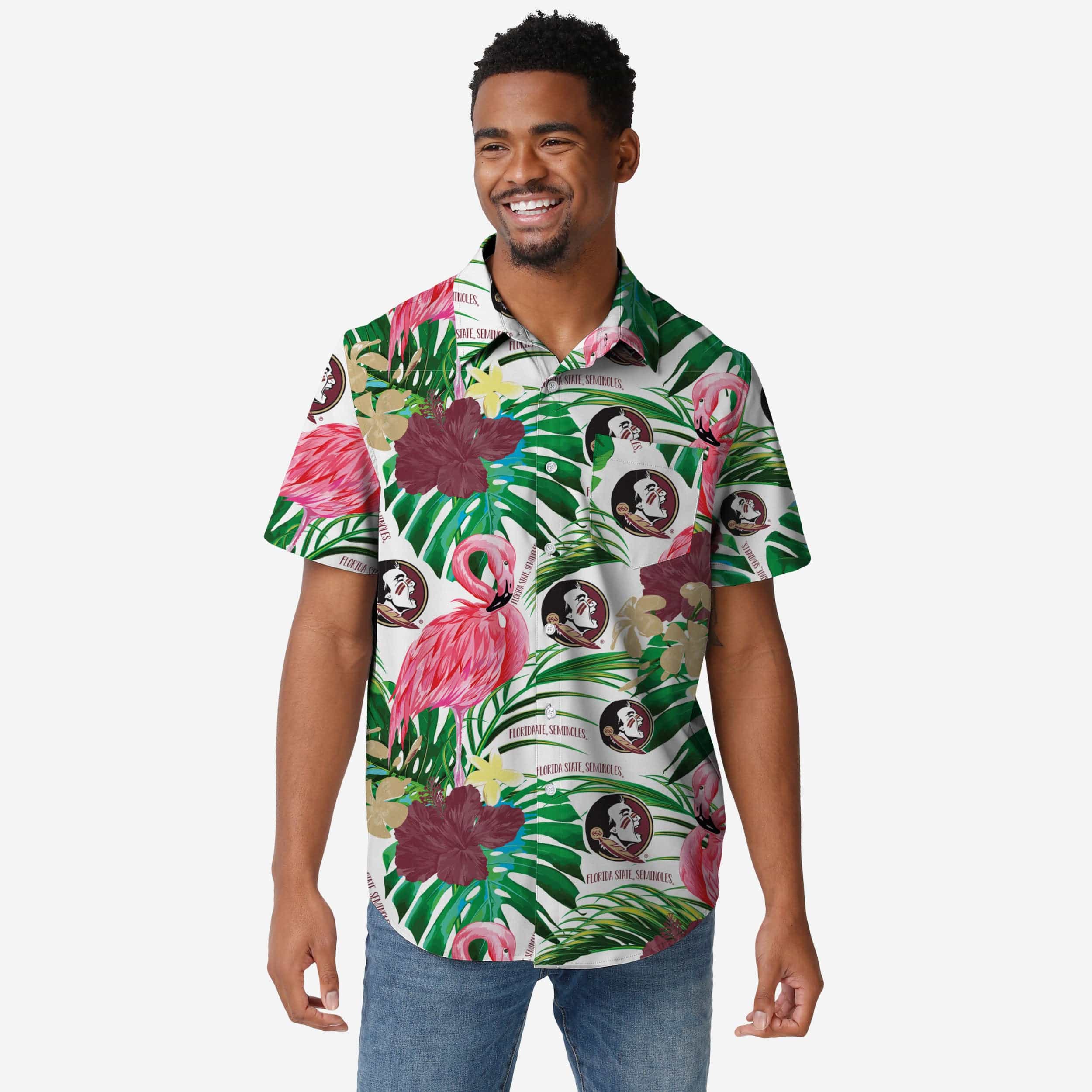 Florida State Seminoles Flamingo Button Up Shirt