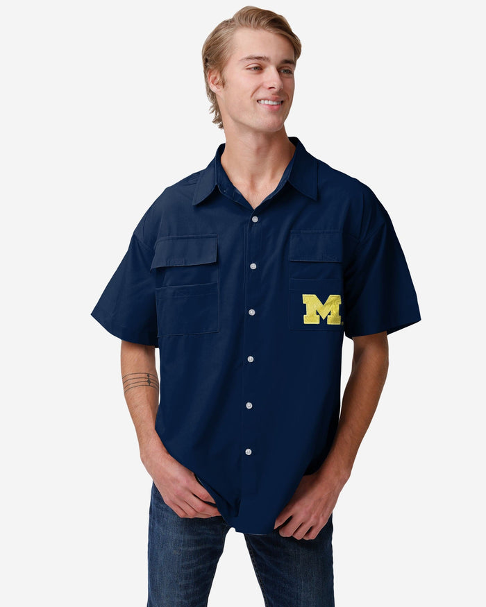 michigan wolverines dress shirt Men's J. Palmer Black Michigan Wolverines Dual Threat Long Sleeve Button-Up Shirt