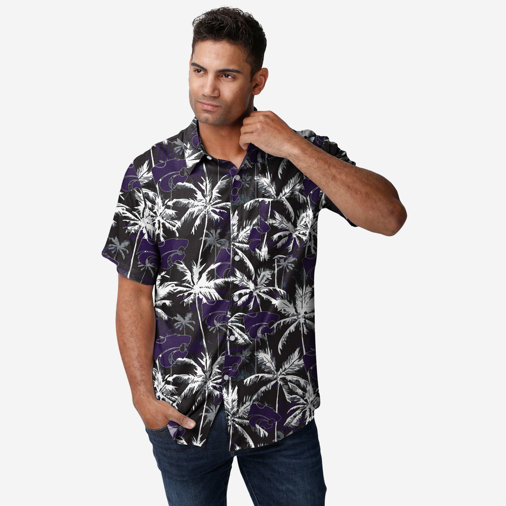 Kansas State Wildcats Black Floral Button Up Shirt FOCO S - FOCO.com