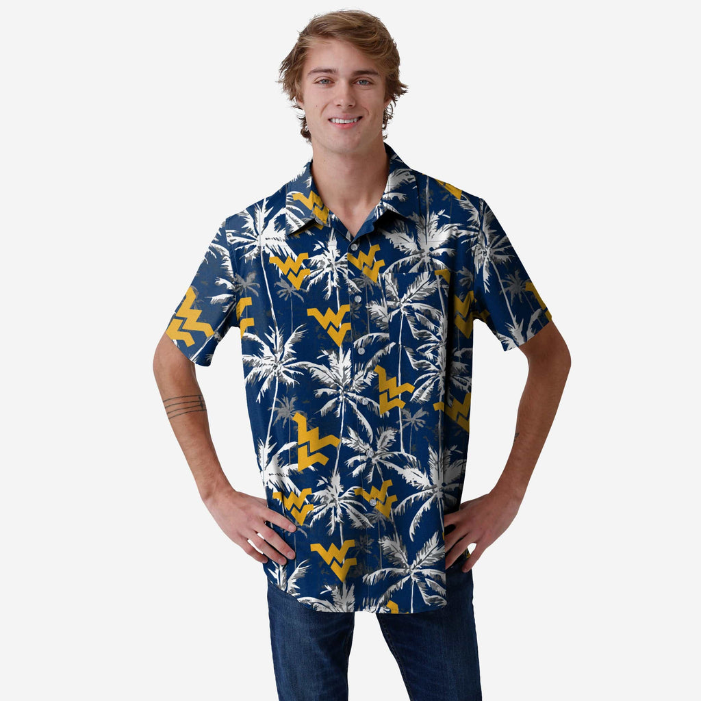 West Virginia Mountaineers Blue Floral Button Up Shirt FOCO S - FOCO.com