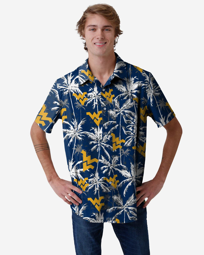 West Virginia Mountaineers Blue Floral Button Up Shirt FOCO S - FOCO.com