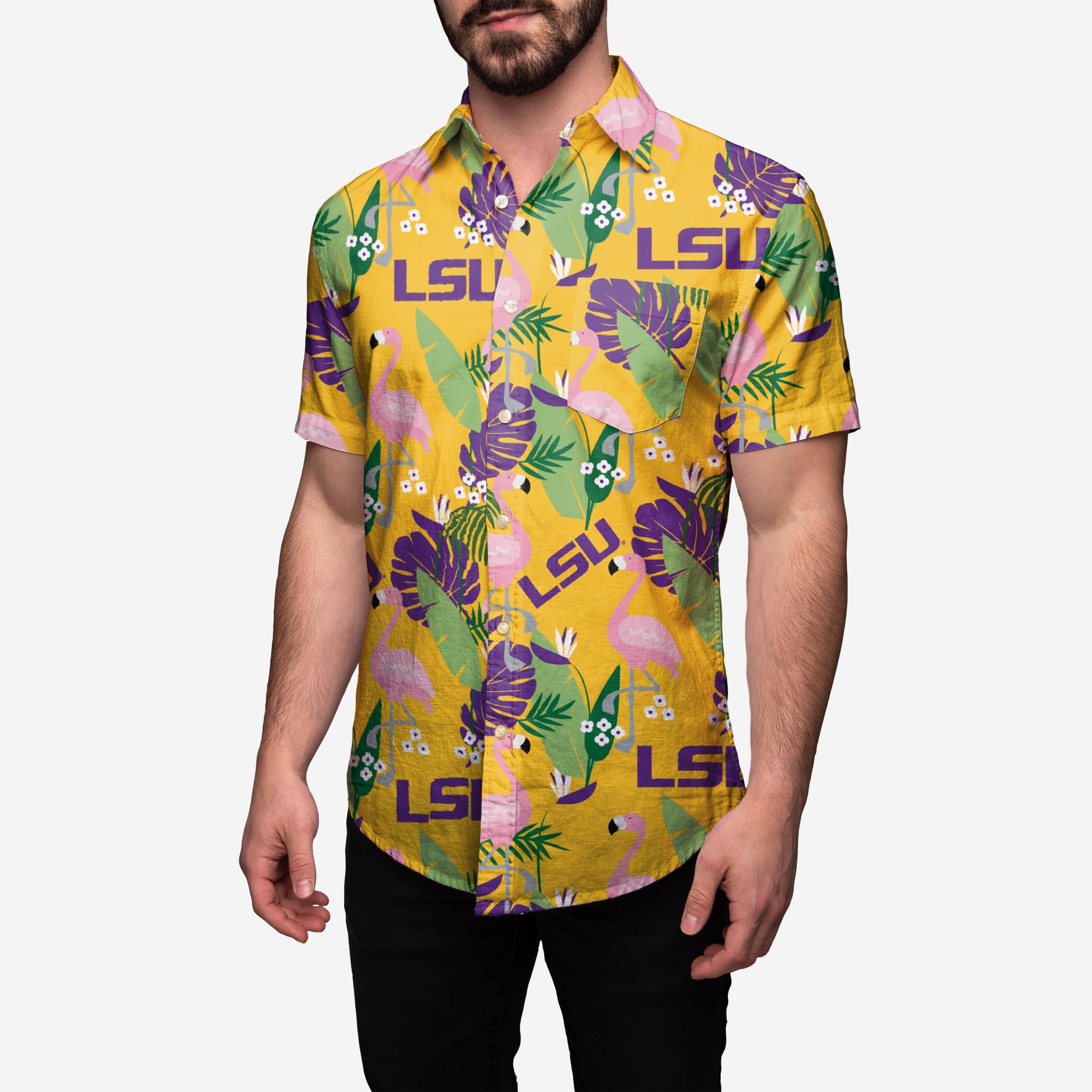 LSU Tigers Floral Button Up Shirt, Mens Size: S LSU Tigers Floral Button Up Shirt, Mens Size: S