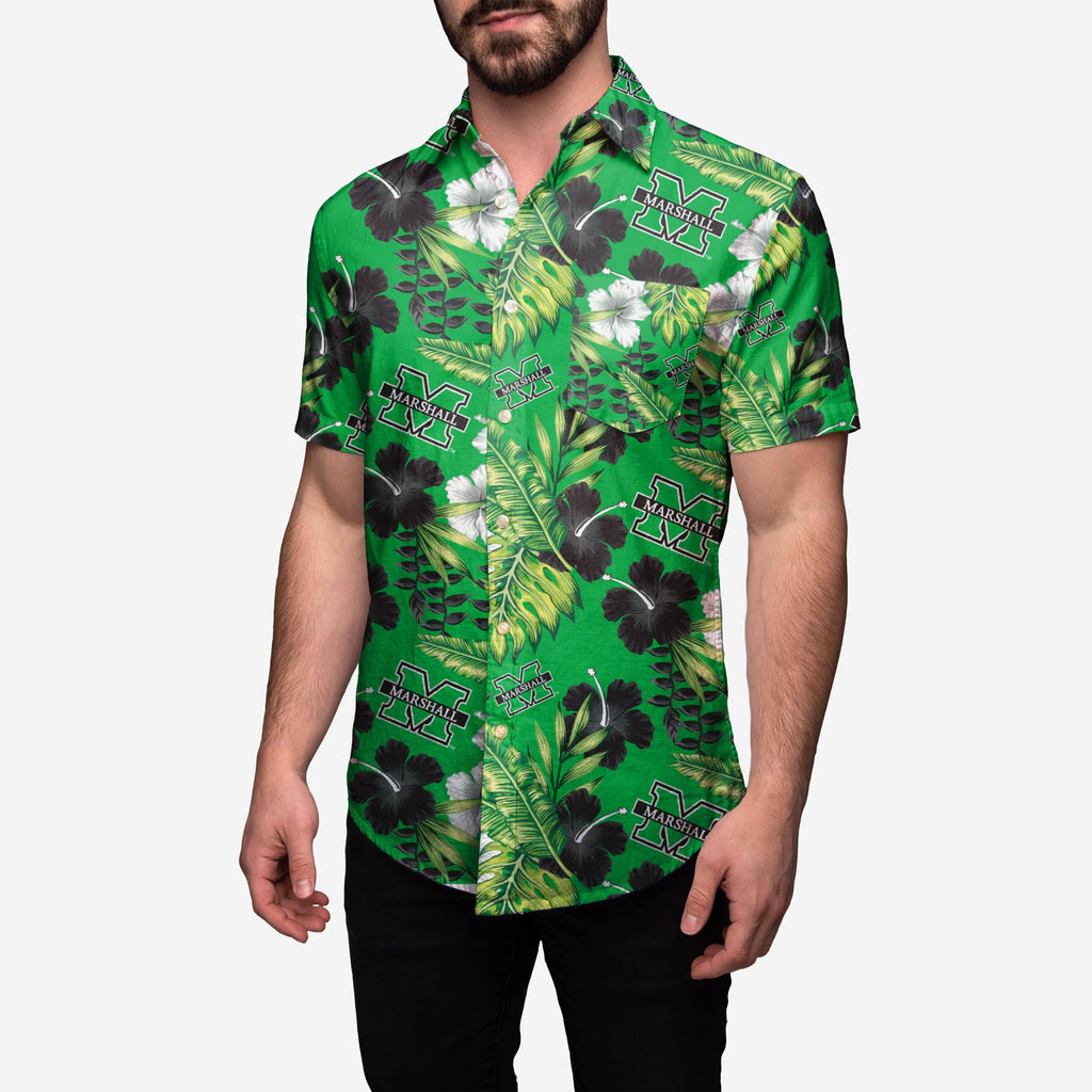 Marshall Thundering Herd Floral Button Up Shirt FOCO