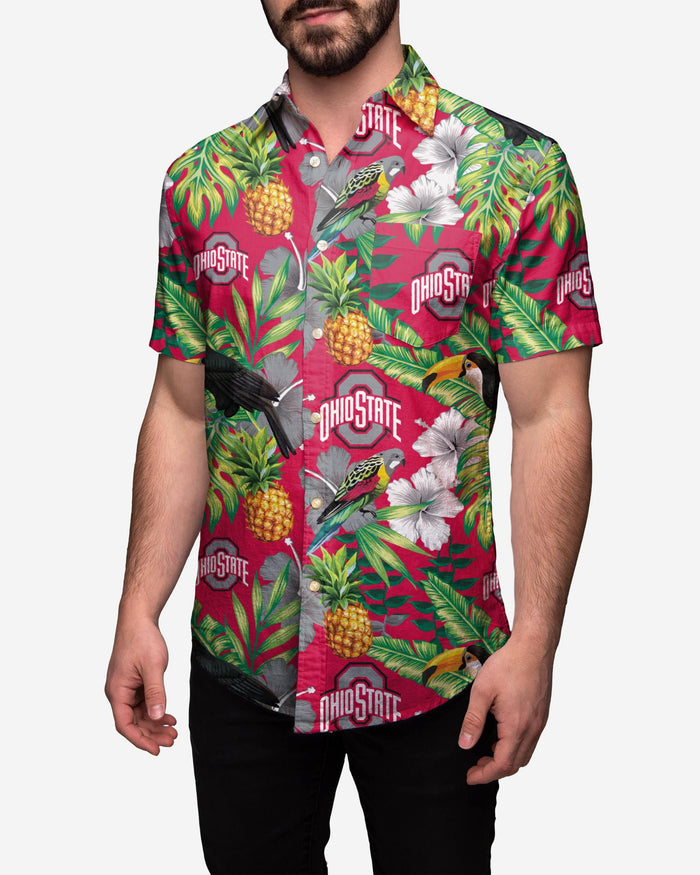 Ohio State Buckeyes Floral Button Up Shirt FOCO S - FOCO.com