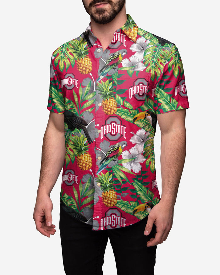 Ohio State Buckeyes Floral Button Up Shirt FOCO 2XL - FOCO.com