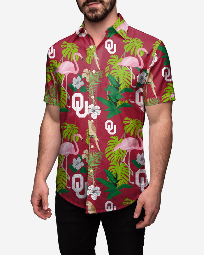 Oklahoma Sooners Floral Button Up Shirt FOCO 2XL - FOCO.com