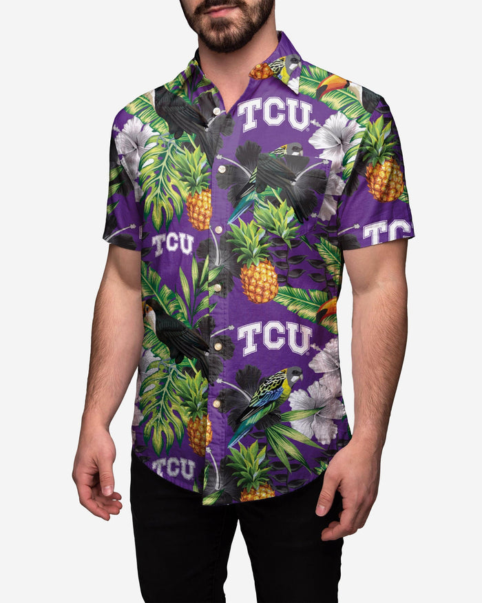 TCU Horned Frogs Floral Button Up Shirt FOCO 2XL - FOCO.com