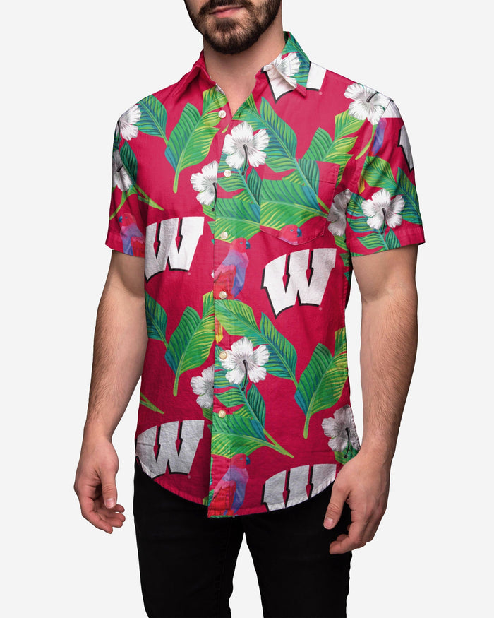 Wisconsin Badgers Floral Button Up Shirt FOCO 2XL - FOCO.com