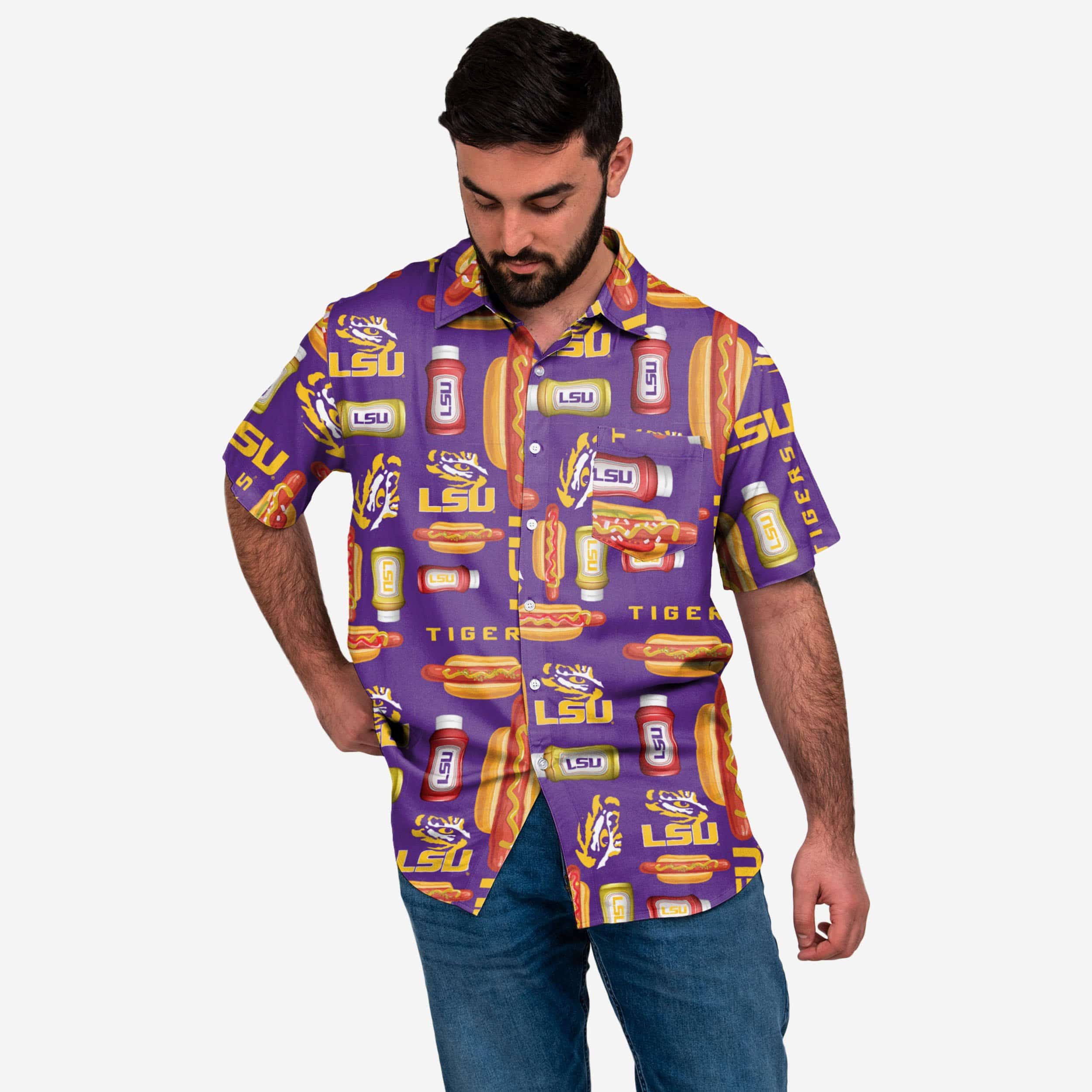 LSU Tigers Grill Pro Button Up Shirt FOCO LSU Tigers Grill Pro Button Up Shirt FOCO