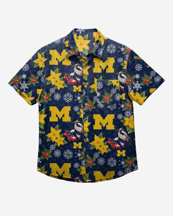 Michigan Wolverines Mistletoe Button Up Shirt FOCO - FOCO.com