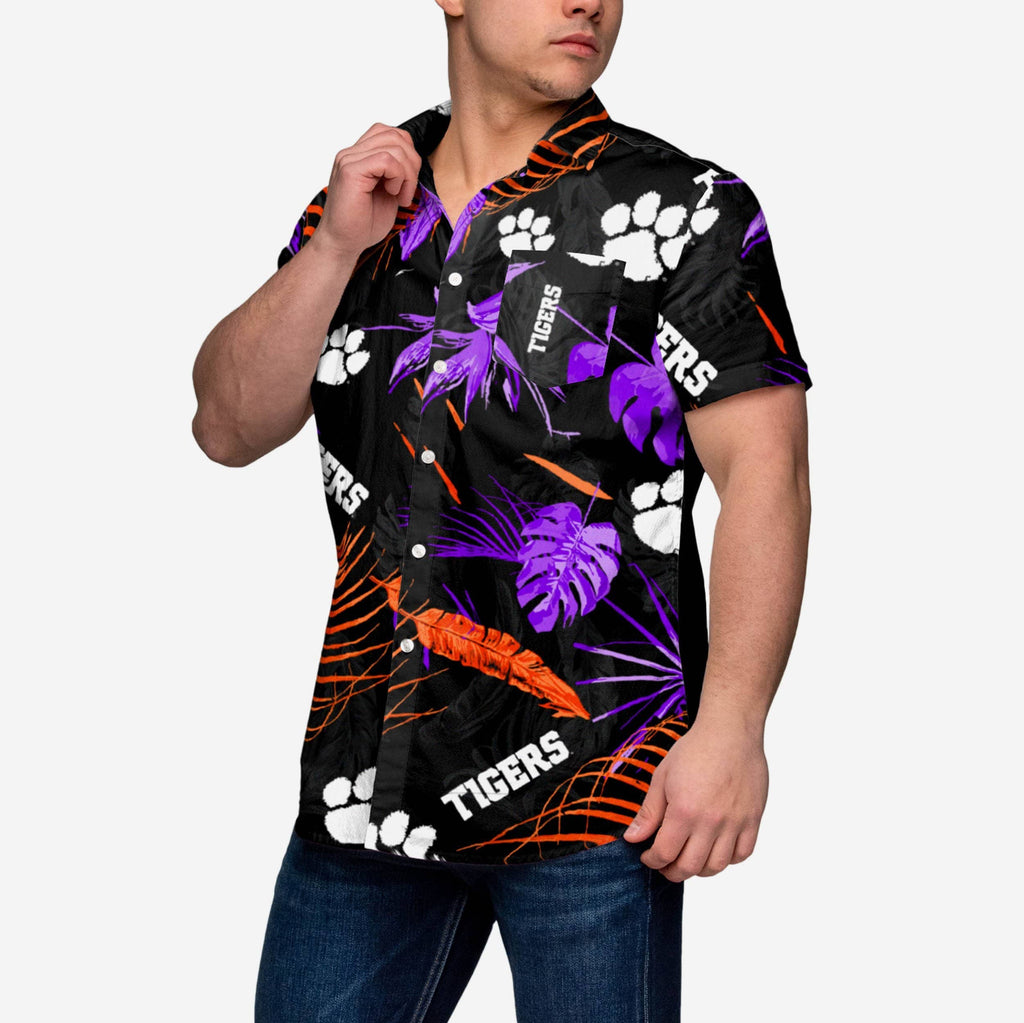 Clemson Tigers Neon Palm Button Up Shirt FOCO S - FOCO.com