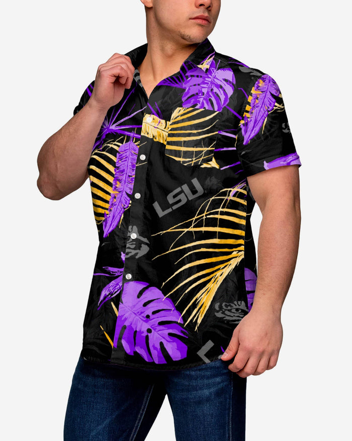 LSU Tigers Neon Palm Button Up Shirt FOCO S - FOCO.com