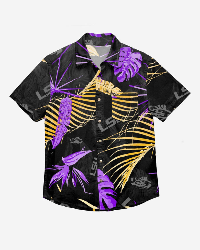 LSU Tigers Neon Palm Button Up Shirt FOCO - FOCO.com
