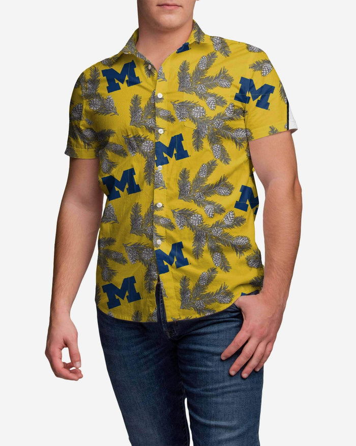 Michigan Wolverines Pinecone Button Up Shirt FOCO M - FOCO.com
